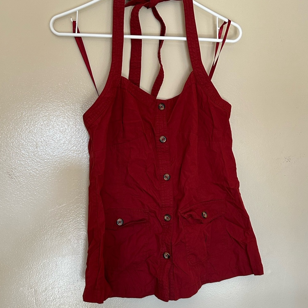 Old Navy Red Halter Blouse with Buttons